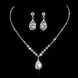 Earrings + Necklace Luxurious Bridal Maximalism Geometric Rhinestone Tassel Women's Jewelry Set