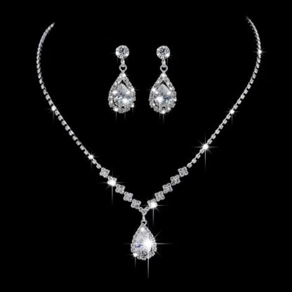 Earrings + Necklace Luxurious Bridal Maximalism Geometric Rhinestone Tassel Women's Jewelry Set